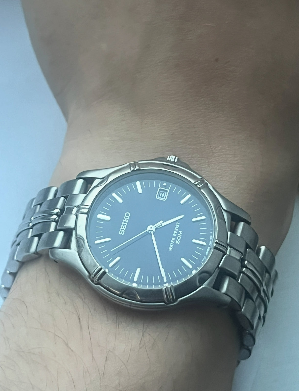 Seiko 7N32-0120 Vintage Blue-Silver From 1990