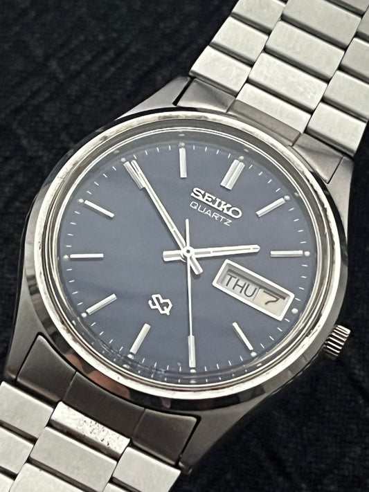 Seiko SQ Day Date Silver-Blue 8C23-6010 From 1994