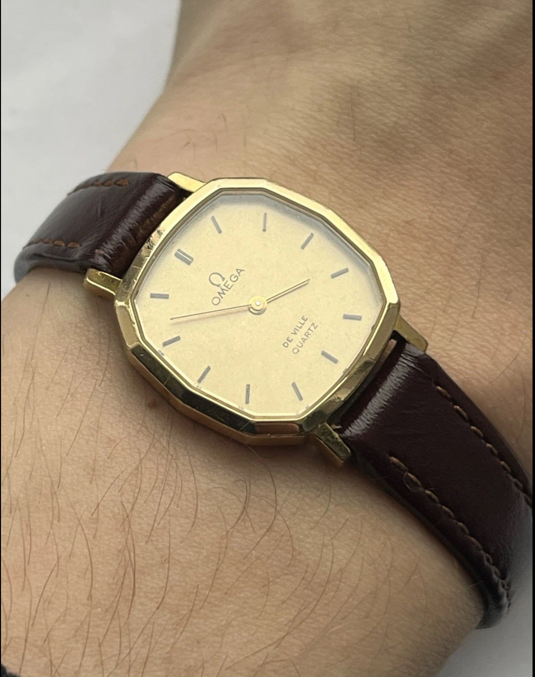 1980 Omega De Ville 1365 Gold Plated Tank Vintage