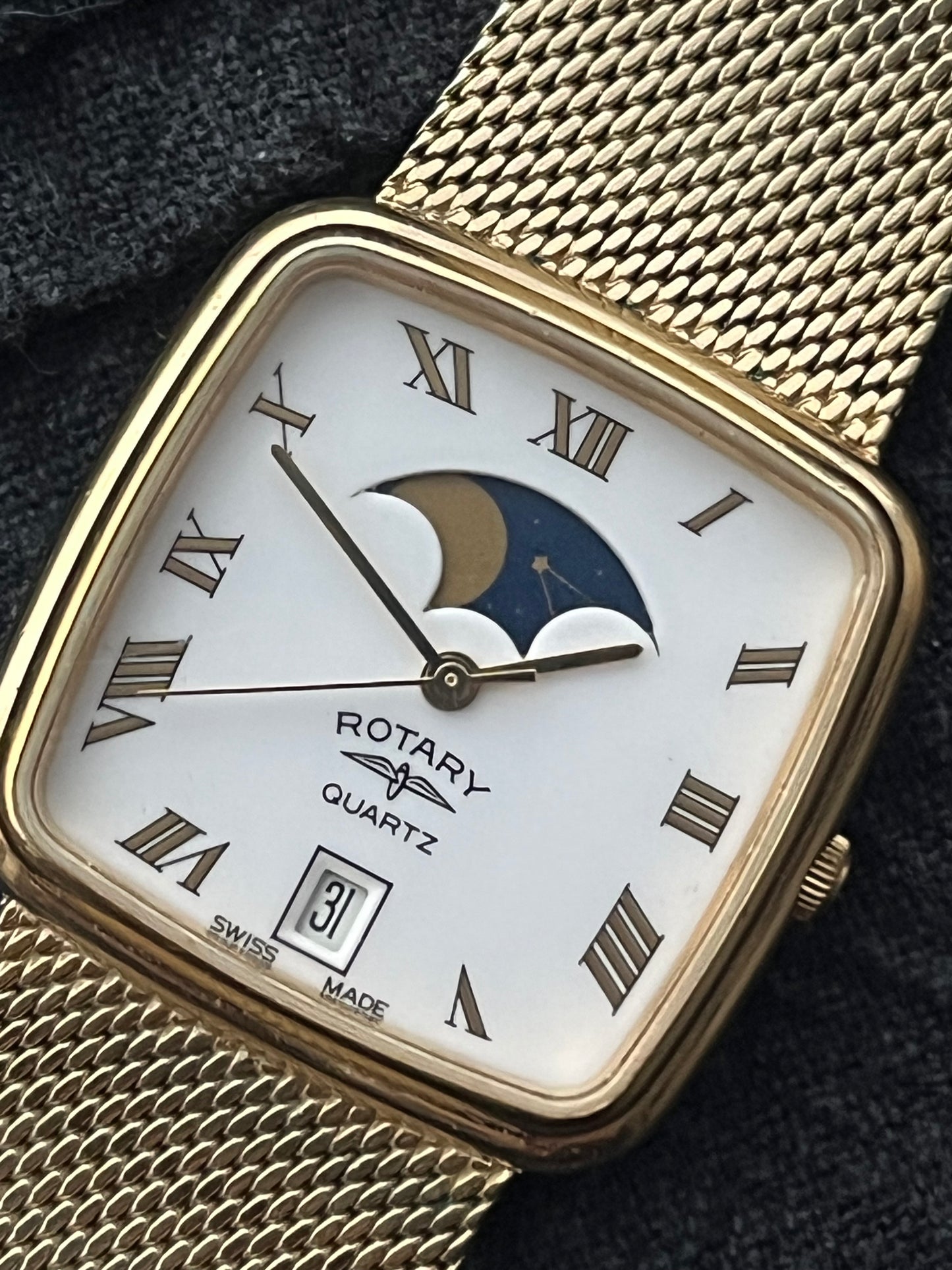 Rotary MoonPhase Tank Swiss Made Boxed