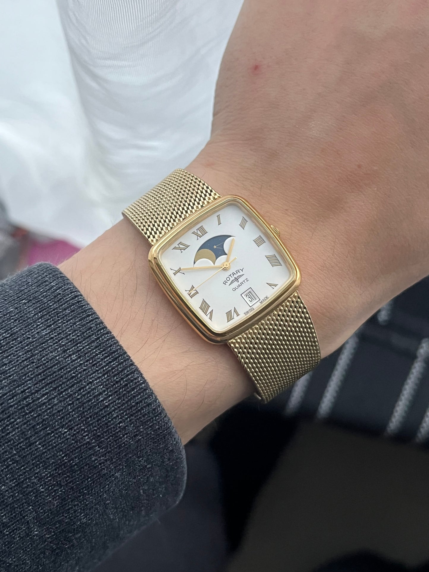 Rotary MoonPhase Tank Swiss Made Boxed