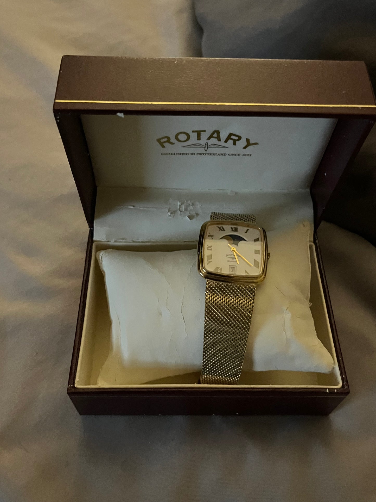 Rotary MoonPhase Tank Swiss Made Boxed