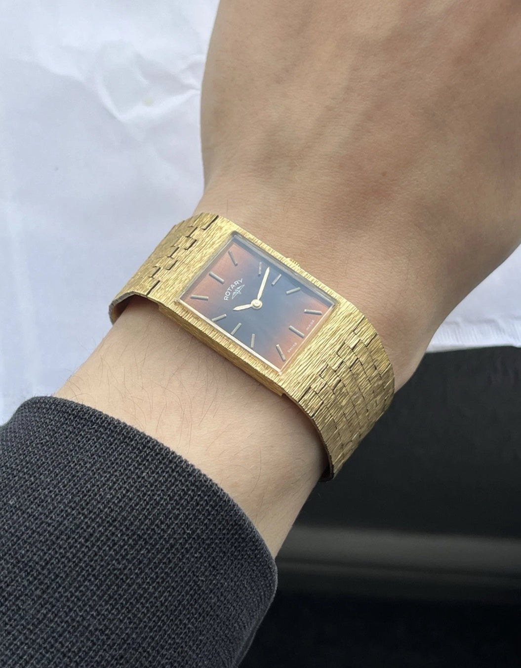 Rotary Tiger Eye 1970s BarkEffect Mechanical Watch