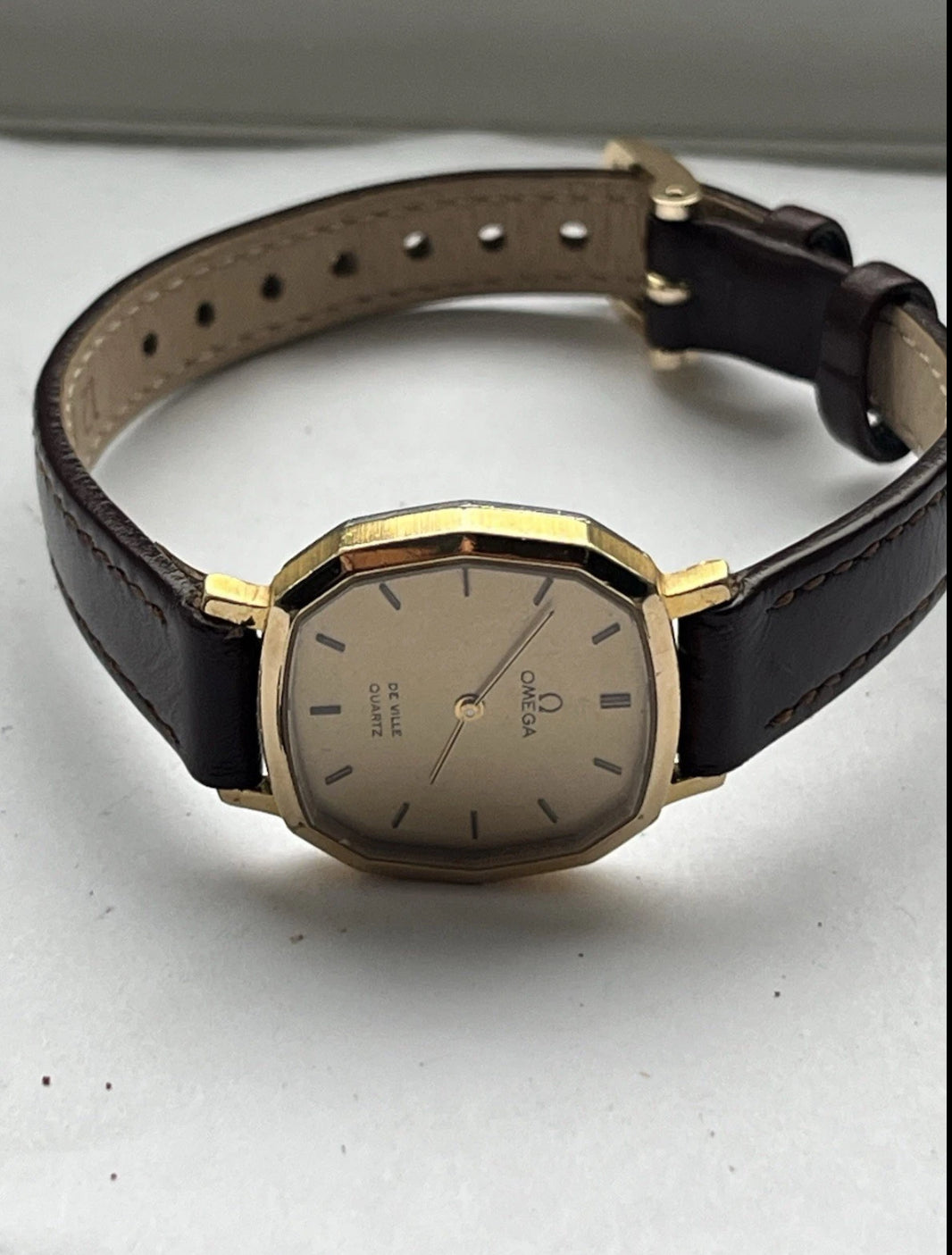 1980 Omega De Ville 1365 Gold Plated Tank Vintage