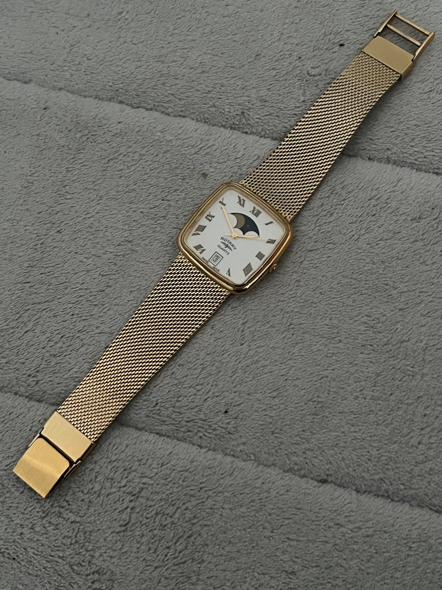 Rotary MoonPhase Tank Swiss Made Boxed