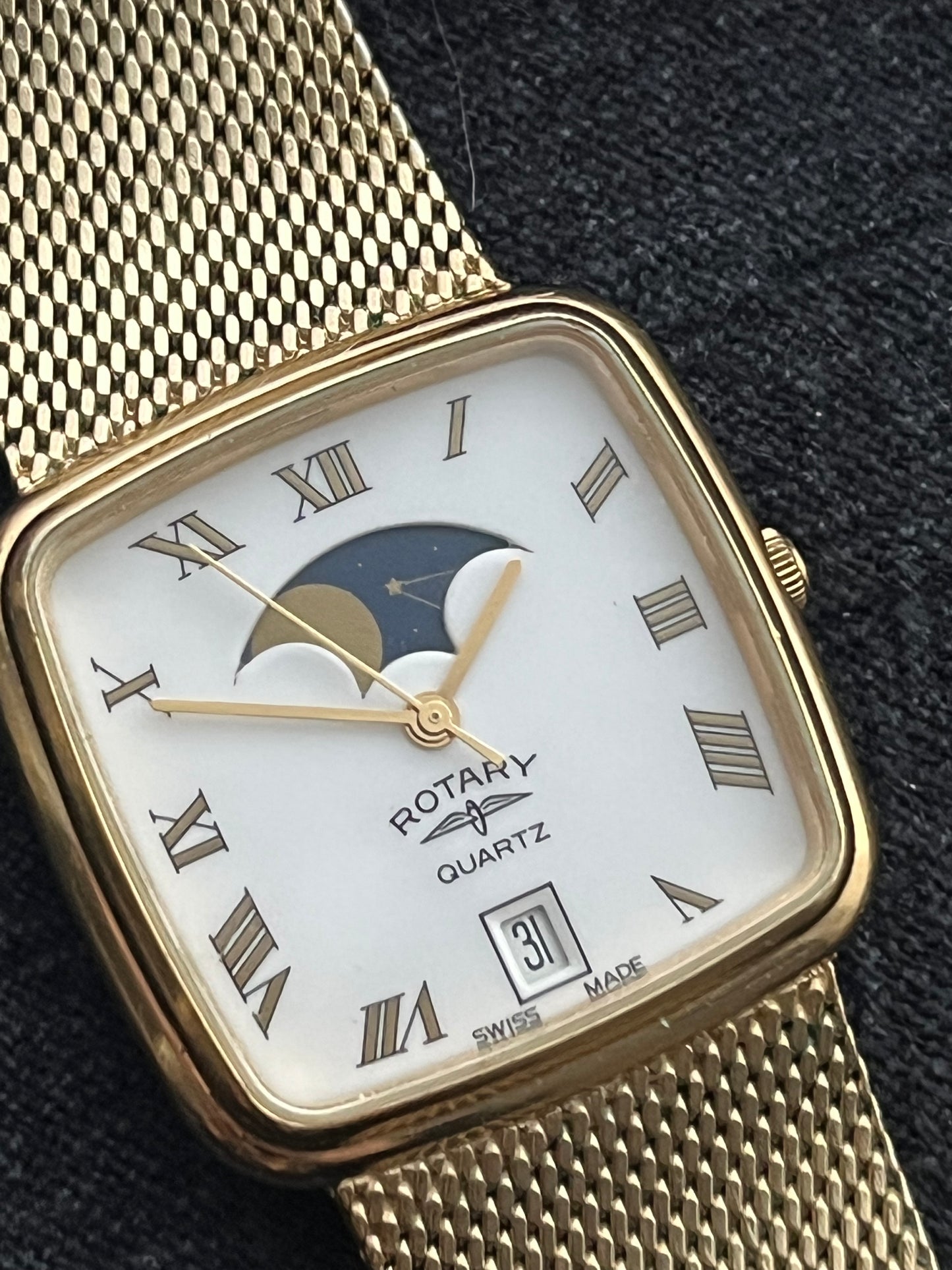 Rotary MoonPhase Tank Swiss Made Boxed