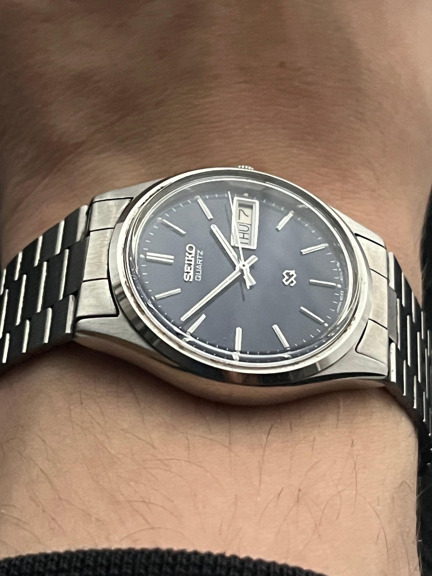 Seiko SQ Day Date Silver-Blue 8C23-6010 From 1994